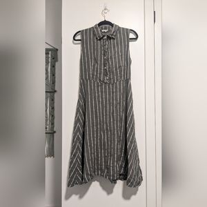 Vanessa Zani Stripped Linen Sleeves Dress